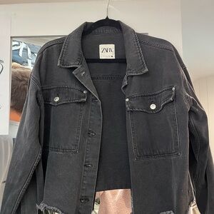 Zara Women's Charcoal Denim Jacket